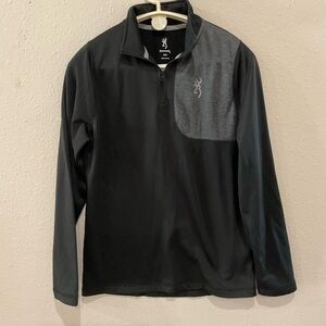Browning Porter 1/4 Zip Pullover Black w/Grey Fleece Hunting Men’s Size Medium